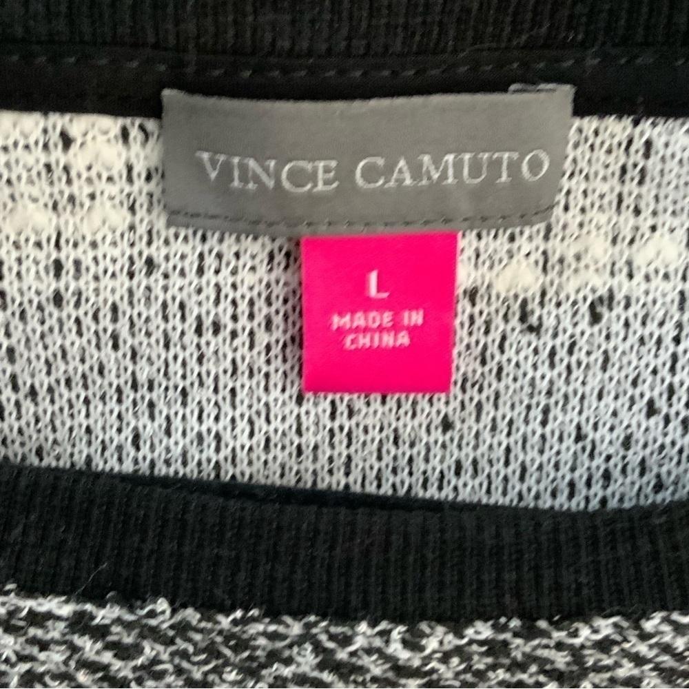 Vince Camuto grey and black stripe sweater top. Size L - Picture 5 of 7